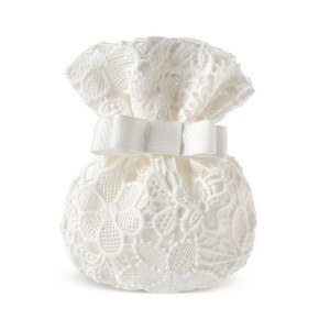 Wedding  or baby girl christening favor, silk and spain lace pouch