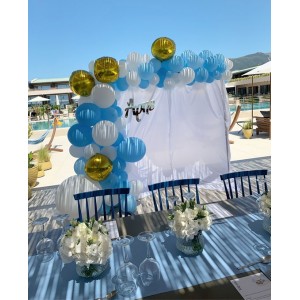 Baptism decoration for boy  with white flowers