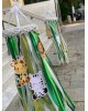 Baptism decoration for boy and girl, in  greek country church with traditional baskets and flowers Christening