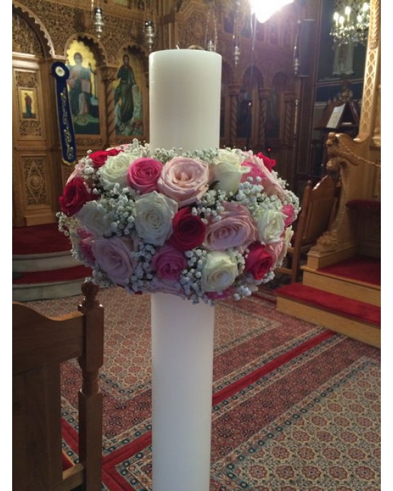 Διακόσμηση γάμου με λευκά, έντονο, ροζ, απαλό ροζ και κόκκινα λουλούδια Γάμος