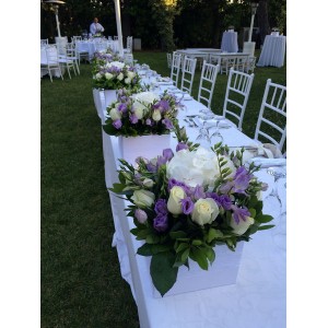 Wedding decoration with white & lilac flowers