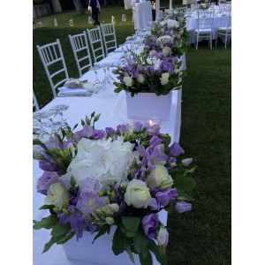 Wedding decoration with white & lilac flowers