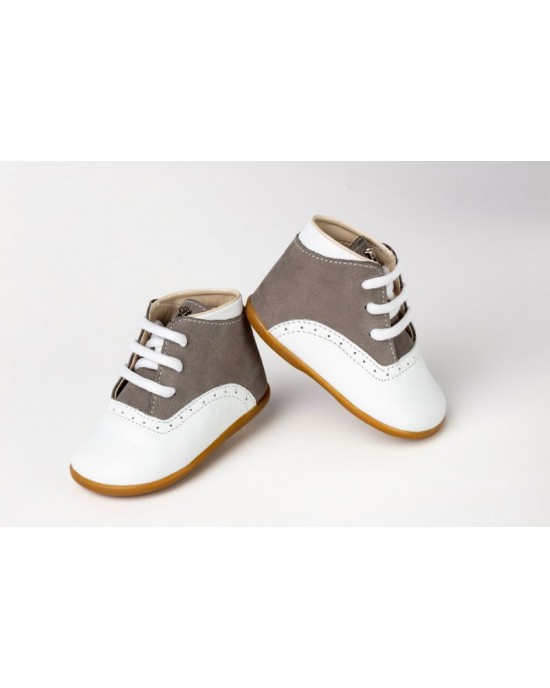 Baby boots for first steps made of leather with shoelace Christening Shoes