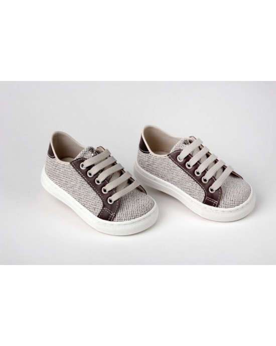 Sneakers walking  shoes for boy made of leather and fabric Christening Shoes