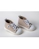 Leather and suede walking boot shoes for boy with shoelace 