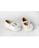 Baby girl hug leather shoes made of  ivory or baby pink leather with satin bow and feathers Christening Shoes