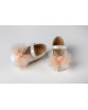 Baby girl hug shoes made of white or ivory leather with bow and rose Christening Shoes