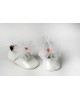 Baby girl hug leather shoes in ivory or dusty pink, with tulle, feathers and rose Christening Shoes