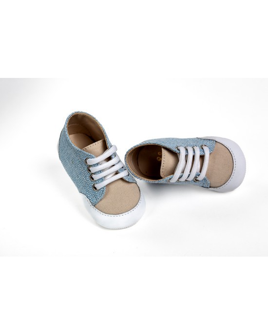 Hug shoes for boy, made of fabric and leather Christening Shoes