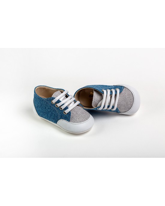 Hug shoes for boy, made of fabric and leather Christening Shoes