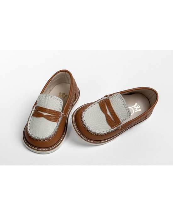 Loafers walking shoes for boy made of leather Christening Shoes