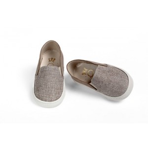 Baby boy walking shoes, slip on made of suade and textile