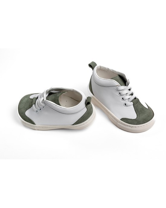 Baby boy walking shoes, like slip ons, made of suade and textile Christening Shoes