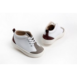 Baby boy walking shoes, like slip ons, made of suade and textile
