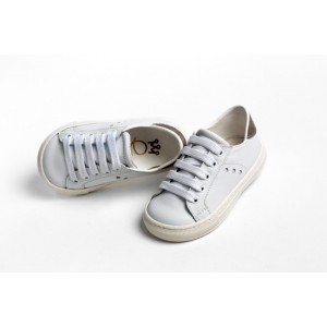 Sneakers walking shoes for boy made of white  leather and suade
