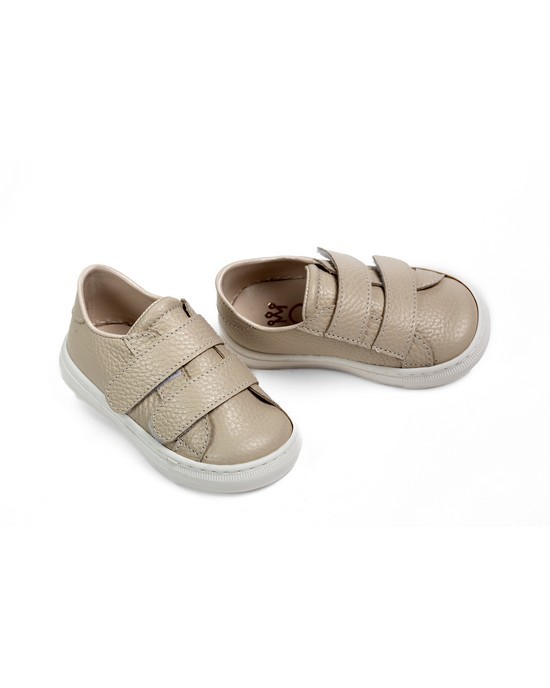 Sneakers walking shoes for boy made of  leather with double velcro closing Christening Shoes