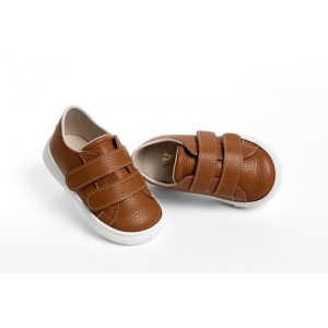 Sneakers walking shoes for boy made of  leather with double velcro closing