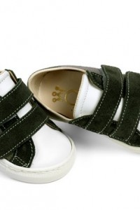 Sneakers walking shoes for boy made of textile ,white leather, suade and  double velcro closing