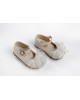Baby girl walking leather shoes with tule and pearls Christening Shoes