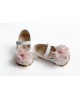 First steps baby girl leather shoes decorated with muselin and glitter tulle Christening Shoes