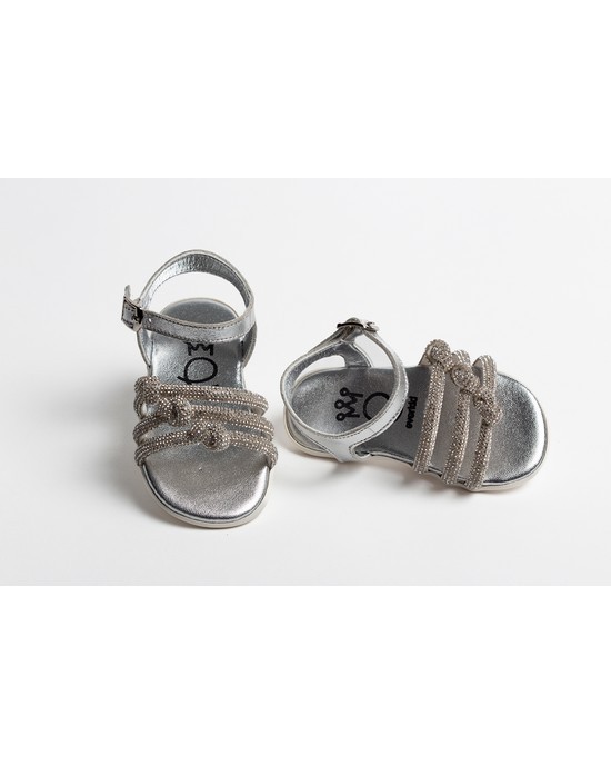 Baby girl first steps sandals shoes made of leather and strass Christening Shoes