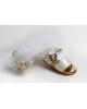 Baby girl first steps leather sandals shoes decorated with tulle with feathers and pearls Christening Shoes