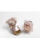 Baby girl first steps leather sandals shoes decorated with tulle with feathers and pearls Christening Shoes