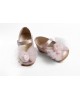 First steps baby girl leather shoes decorated with pleated  tulle and muselin flower Christening Shoes