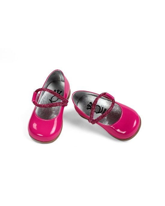 Walking shoes made of patent leather, decorated with strass band Christening Shoes