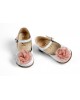Walking leather shoes , decorated with lace and muselin flower Christening Shoes