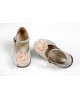 Walking leather shoes , decorated with lace and muselin flower Christening Shoes