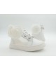 Baby girl white walking boots decorated with organza rose  Christening Shoes