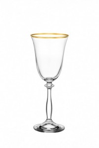 Ποτήρι κρασιού κρυστάλλινο με χρυσή λεπτομέρεια