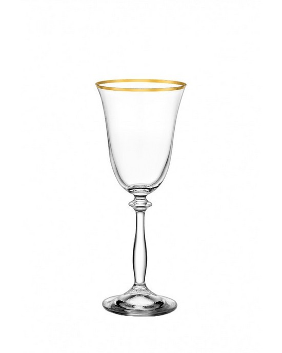 Ποτήρια Γάμου - Ποτήρι κρασιού κρυστάλλινο με χρυσή λεπτομέρεια Ποτήρια
