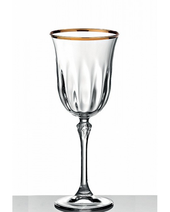 Ποτήρια Γάμου - Ποτήρι κρασιού κρυστάλλινο, ανάγλυφο, με ή χωρίς χρυσή λεπτομέρεια Ποτήρια