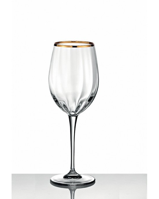 Ποτήρια Γάμου - Ποτήρι κρασιού κρυστάλλινο κλασικό σχέδιο με χρυσές λεπτομέρειες Ποτήρια