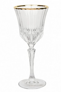 Crystal wine glass, engraving with gold details