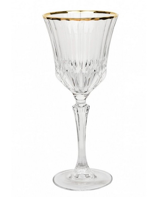 Ποτήρια Γάμου - Ποτήρι κρασιού κρυστάλλινο, σκαλιστό με χρυσή λεπτομέρεια Ποτήρια