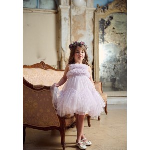 Baptism dress made of  lilac tulle