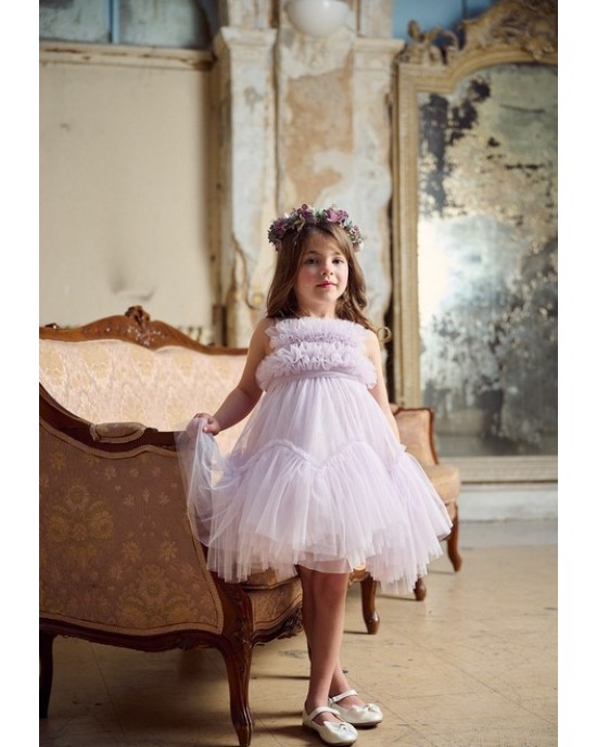 Baptism dress made of  lilac tulle Christening clothes