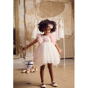 Baptism dress made of ivory and pink  tulle