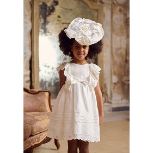 Baptism dress made of cotton broderie lace in off white