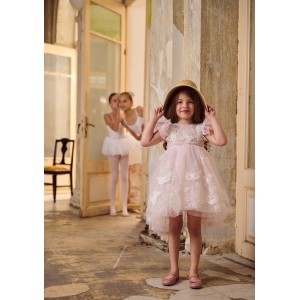 Baptism dress made of tulle and emboidered butterflies