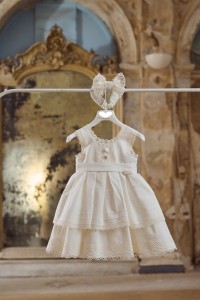 Off white baptism dress made of  broderie cotton 