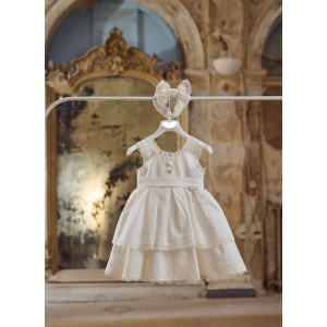 Off white baptism dress made of  broderie cotton 
