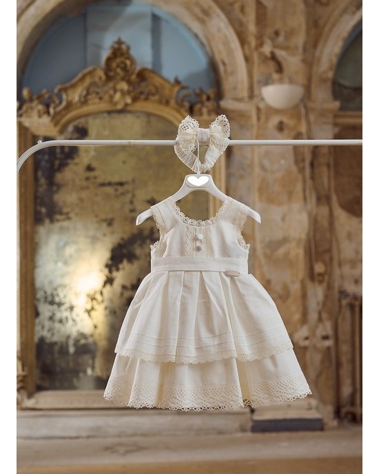 Off white baptism dress made of  broderie cotton  Christening clothes