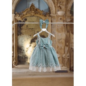Cotton baptism dress with french lace