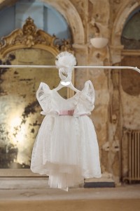 Baptism dress made of tulle and French lace
