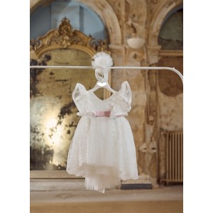 Baptism dress made of tulle and French lace