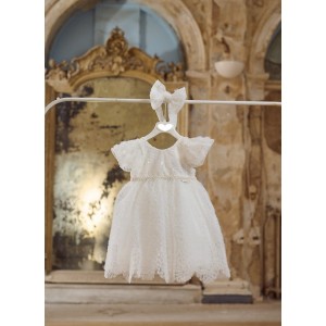 Baptism dress made of tulle and sequins